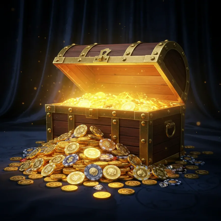 Coffre au trésor ouvert rempli de pièces d'or